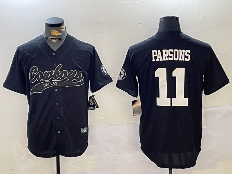 Men Dallas Cowboys #11 Parsons Black Joint Name 2024 Nike Limited NFL Jersey style 1